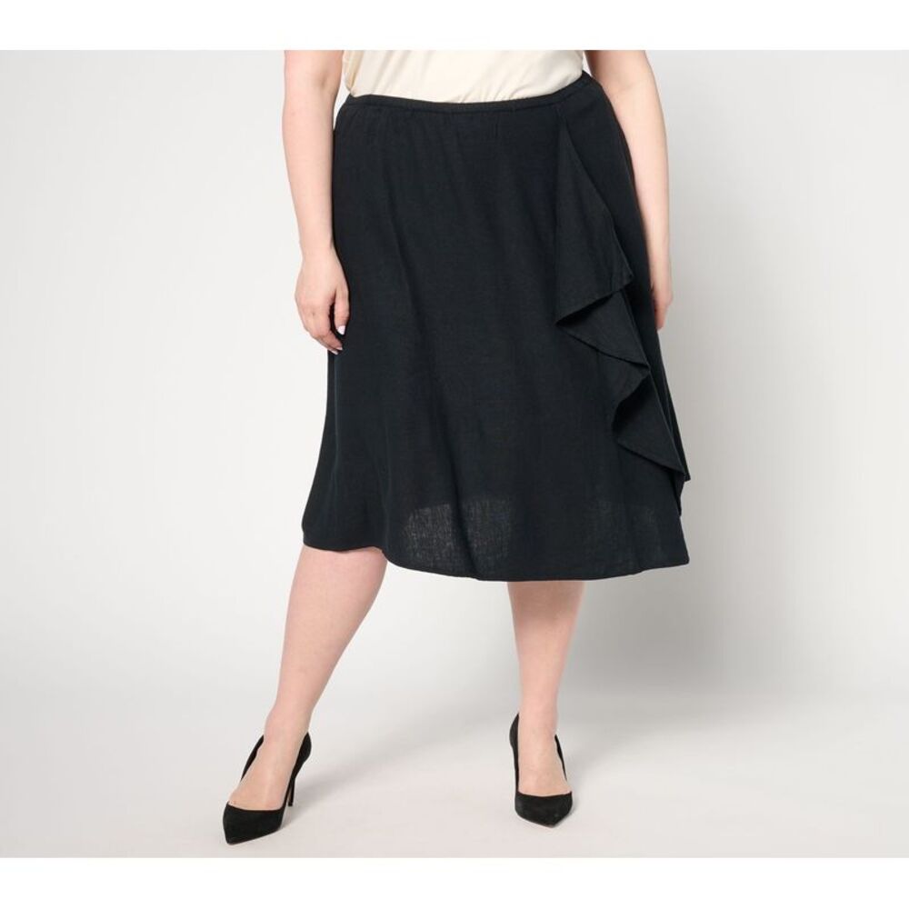 Gloria Vanderbilt Women's Skirt Sz S Pull-On Linen Blend Black A644469